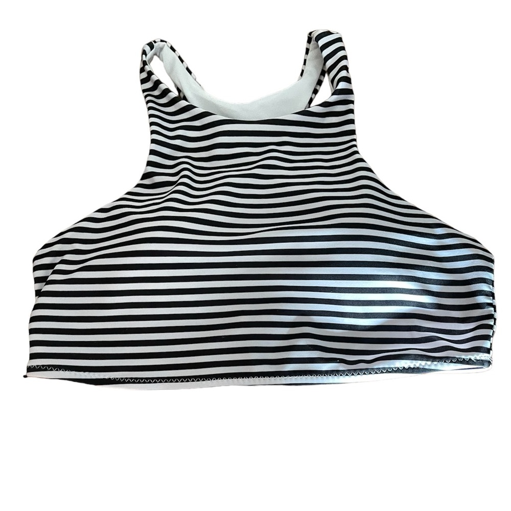 Black & White Striped Bikini Top